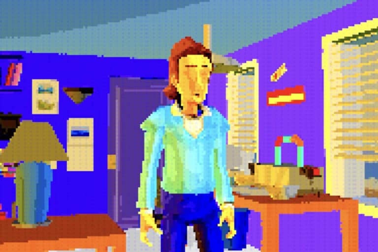 A pixelated image of a man standing in a room takes Twitch by storm with "Nothing, Forever" AI-generated sitcom (watch LIVE here).