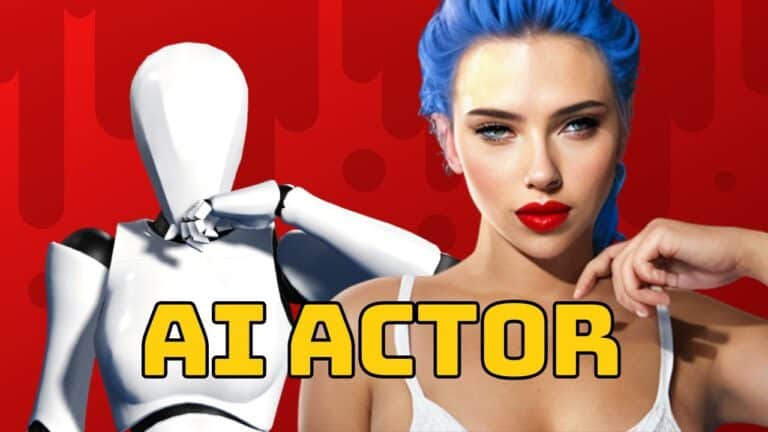 A woman with blue hair and a robot mastering AI animation.