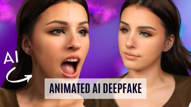 A woman's face with the words 'animated AI'.