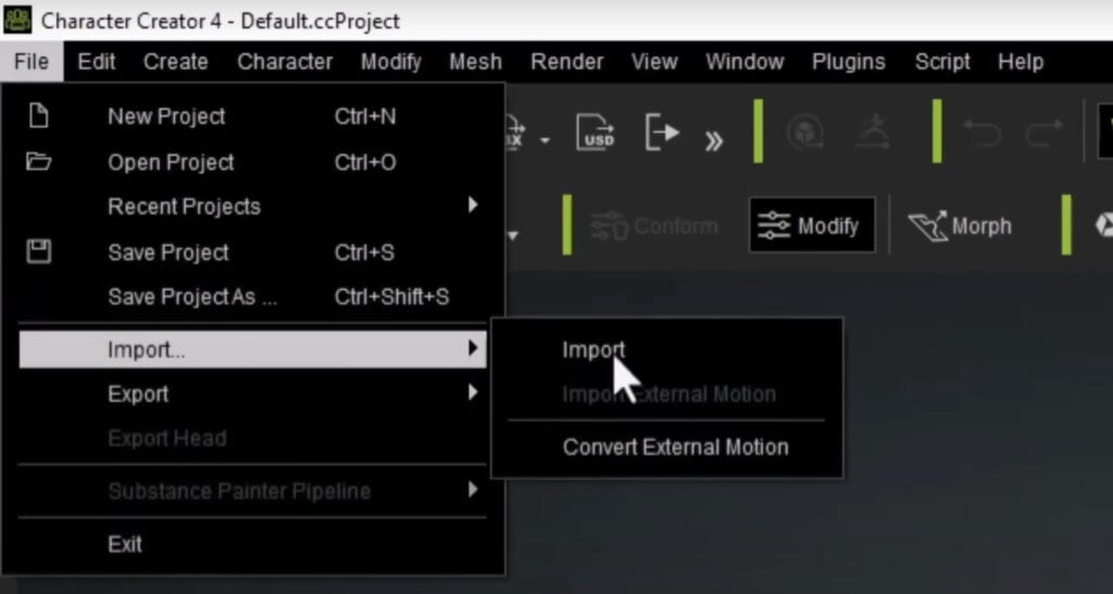 Import obj into character creator