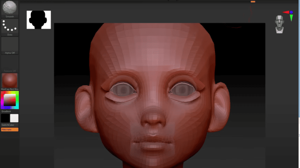 A fast production screen shot of a 3D model being transferred to Zbrush